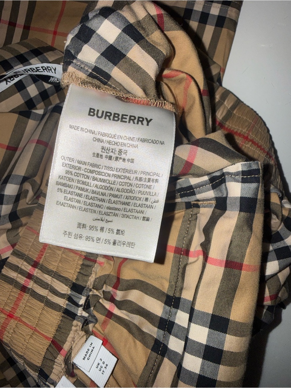Burberry Vintage Check Plaid Trousers Black Side Panels - Picture 4 of 6